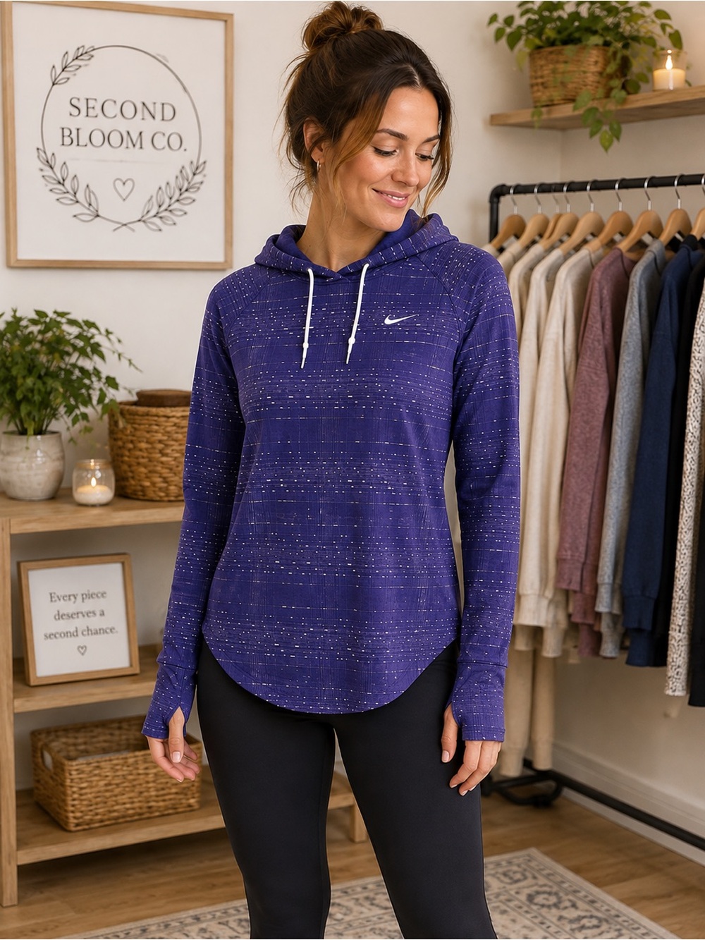 Nike Women’s Small Deep Purple Printed Pullover Hoodie Athletic Top